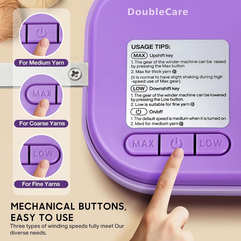 DoubleCare Electric Yarn Winder for Crocheting High Speed, Upgrade Three Gears Adjustable 4-10oz Large Capacity Automatic Yarn Ball Winder, Yarn Spinner - Image 4